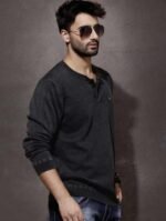 Exported Black Henley Sweater | SST10 - Image 2