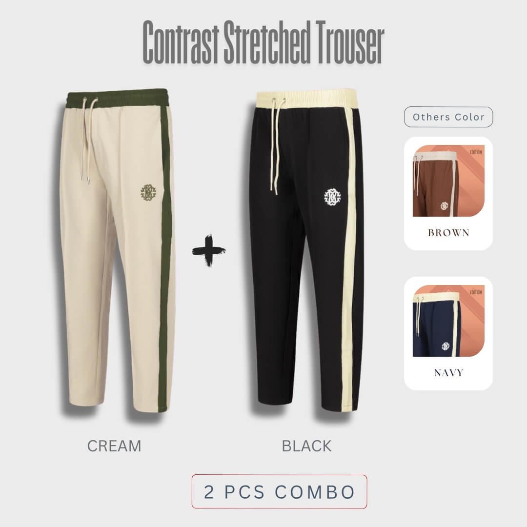 jog27 Contrast Stretched Trouser 2 pcs Combo | JOG27 - Image 1